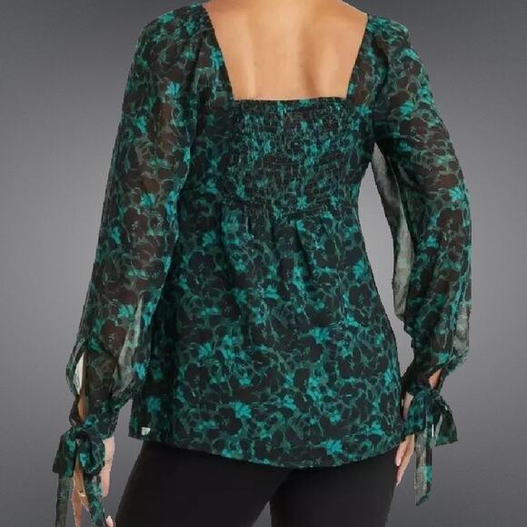 Ingrid+Isabel Maternity Green Black Long Sleeve Whimsical Woven Shirt Small - Picture 3 of 8